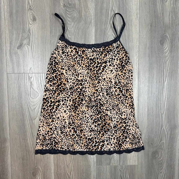 Jockey Leopard Animal Print Camisole with Black Lace Trim and a Silky Feel‎ - Picture 2 of 6
